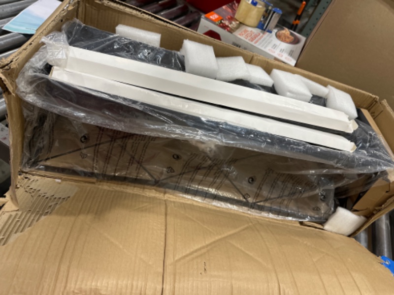 Photo 1 of Farmhouse Chandeliers for Dining Room, Rustic Kitchen Island Light Fixture, 5-Light Linear Pendant Lighting Rectangular Chandelier, Metal Solid Ceiling Lights Black