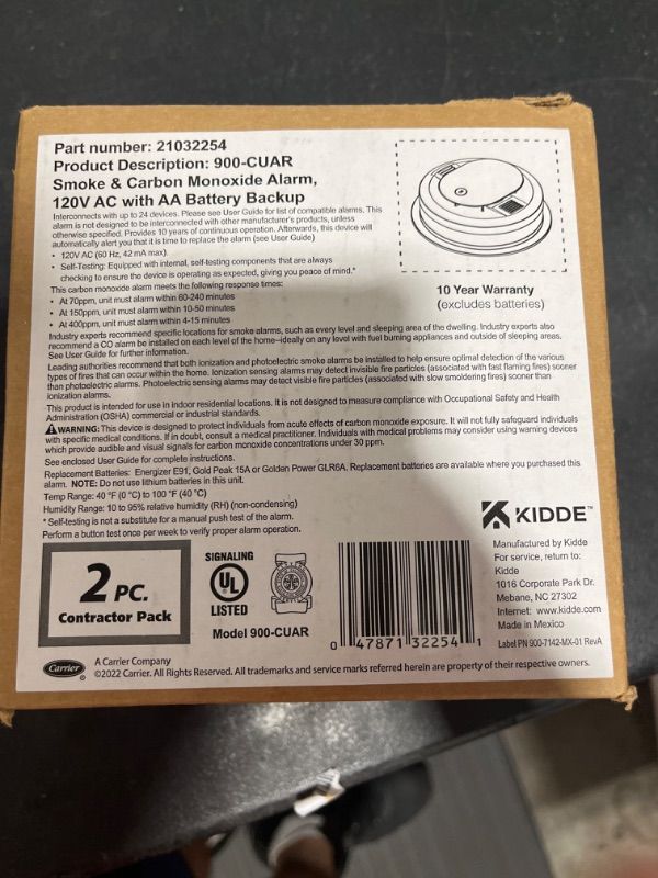 Photo 1 of Kidde Hardwired Smoke & Carbon Monoxide Detector, AA Battery Backup, Interconnectable, LED Warning Light Indicators, 2 Pack