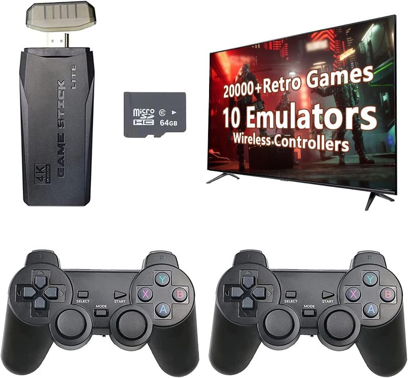 Photo 1 of LINIREAU Retro Game Stick - Revisit Classic Games with Built-in 9 Emulators, 20,000+ Games, 4K HDMI Output, and 2.4GHz Wireless Controller for TV Plug and Play (64 G)
