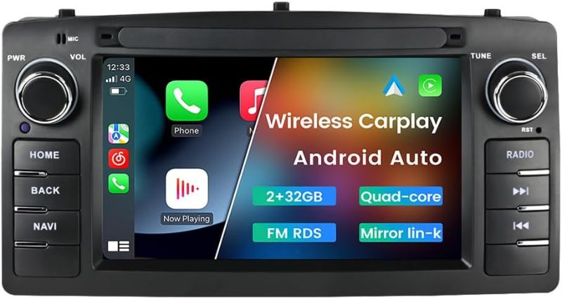 Photo 1 of Android 12 Double Din Car Stereo for Toyota Corolla E120 2000 2001 2002 2003 2004 2005 2006, 6.2 Inch Touch Car GPS Radio Wireless Car-play Android Auto Support Wifi BT FM RDS, 2GB RAM 32GB ROM
