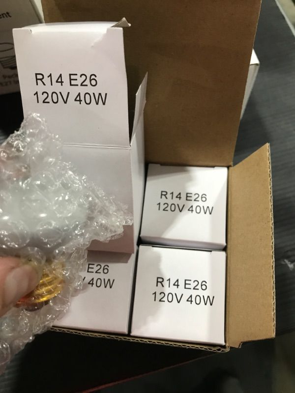 Photo 2 of 4 Pack 40R14 Reflector Short Neck Incandescent Light Bulb, R14 40 Watt 120V Dimmable E26 Standard Medium Base Frosted Mini-Reflector Light Bulb, Showcase lamp