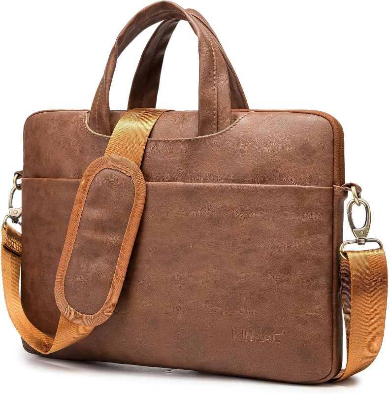 Photo 1 of Kinmac Coffee Pu 360° Protective Water-Resistant Canvas Laptop shoulder Messenger Sleeve Briefcase case Bag For MacBook Pro 16 inch,LG Gram 16 inch and 15 inch-15.6 inch Laptop
