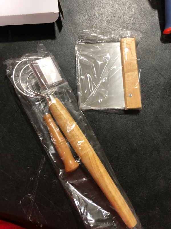 Photo 2 of Danish Dough Whisk - Bread Whisk Set of 3 pieces, Bread Making Tools and Supplies, Sourdough Bread Whisk, Dutch Whisk for Dough, With Dough Scraper Bread Cutter, Bread Lame Dough Scoring Tool, Blades https://a.co/d/8h2PR8u