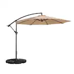 Photo 1 of 10 ft. Aluminum Cantilever Outdoor Patio Umbrella with Easy Crank Lift in Beige
