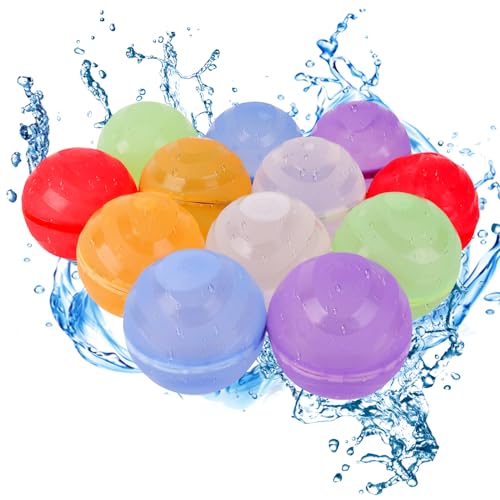 Photo 1 of 18Pcs Reusable Water Balloons, Quick Fill Magnetic Silicone Water Balloons, Refillable Water Balloons with Mesh Bag, Summer Outdoor Toys for Water Fight