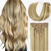 Photo 1 of SHNMIN Clip in Hair Extensions,Platinum Blonde Thick Long Straight Layered Hair Extensions,Upgrade Soft Lace Weft Lightweight 7PCS Long Wavy Hairpieces for Women