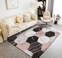 Photo 1 of jejeloiu Pink Marble Area Rug 4x5 Kids Honeycomb Indoor Floor Mat Geometrical Rugs for Living Room Bedroom Modern Abstract Art Accent Rug