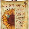 Photo 1 of Sunflower Blanket Sunflower Gifts for Mom Wife Get Well Soon Gift for Women Men Inspirational Throw Blanket with Healing Thoughts Soft Fleece Christian Blankets 50x60 inch