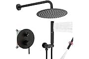 Photo 1 of Shower Faucet Set, Matte Black Rainfall Shower System Complete Wall Mounted for Bathroom with 12 Inch Square Shower Head and Handheld Shower Head Rain Mixer Combo Set