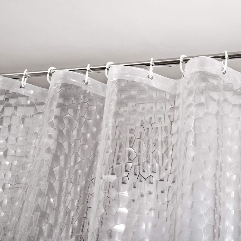 Photo 1 of EVA 3D Clear Water Cube Plastic Shower Curtain Liner, Waterproof Shower Liner with 3 Magnets