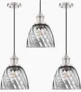 Photo 1 of 3 Pack 1 Light Hanging Modern Farmhouse Pendant Light Fixture,6.5" Hammer Drum Amber Glass Mini Pendant Lighting Brushed Nickel Finish for Kitchen Island Dinning Over Sink Living Room Decor