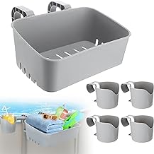 Photo 1 of Poolside Storage Basket with 4 Pool Cup Holder - Above Ground Pool Accessories, Sturdy Swimming Pool Storage Basket for Most Above Ground Frame Pools