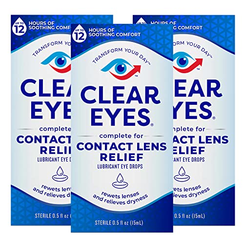 Photo 1 of Clear Eyes Contact Lens Relief Eye Drops, 0.5 Fl Oz, 3 Pack
