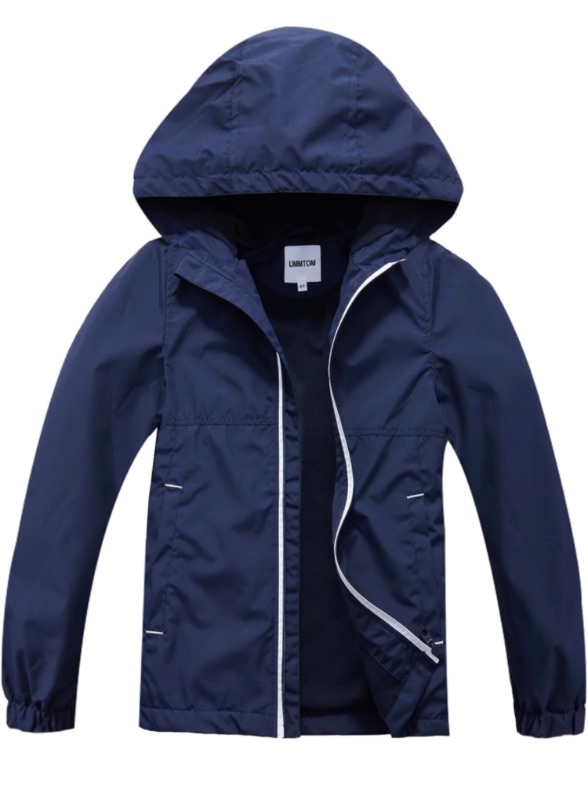 Photo 1 of Boys Rain Jackets Lightweight Waterproof Hooded fleece Raincoats Windbreakers for Kids