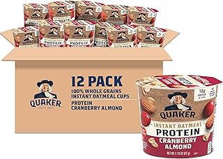 Photo 1 of Quaker Protein Instant Oatmeal Express Cups, Cranberry Almond, 10g Protein, 2.18 Ounce (Pack of 12) - BBD AUG 13-24