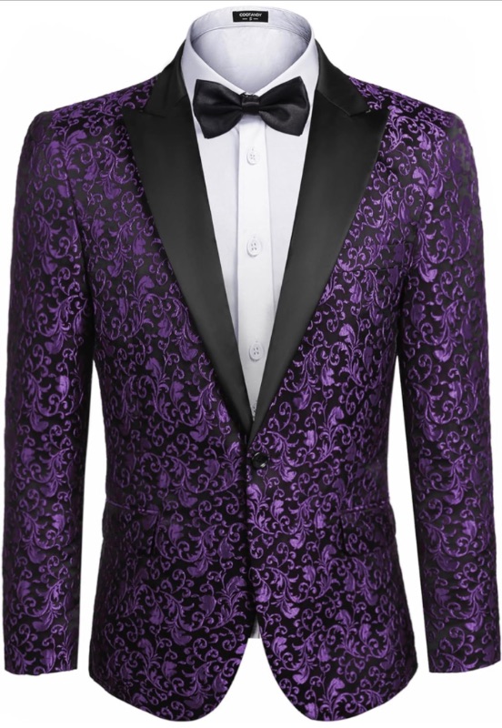 Photo 1 of COOFANDY Mens Floral Blazer Suit Jacket Dinner Party Prom Wedding Stylish Tuxedo