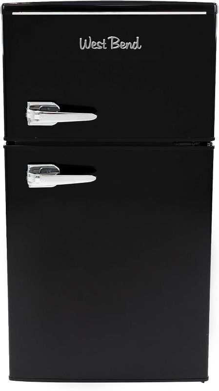 Photo 1 of West Bend Mini Fridge with Freezer Retro-Styled for Home Office or Dorm, Manual Defrost and Adjustable Temperature, 3 Cu.Ft, Black
