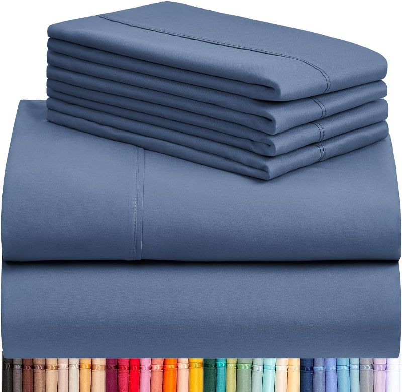 Photo 1 of LuxClub 6 PC Queen Sheet Set, Breathable Luxury Bed Sheets, Deep Pockets 18" Eco Friendly Wrinkle Free Cooling Sheets Machine Washable Hotel Bedding Silky Soft - Oxford Queen
