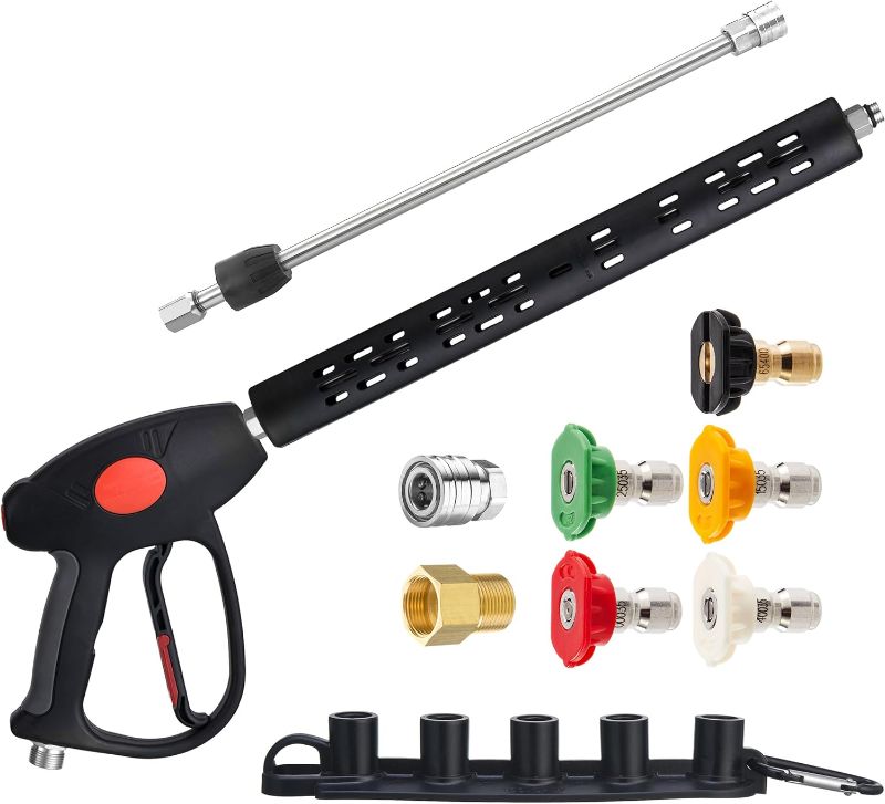 Photo 1 of M MINGLE Replacement Pressure Washer Gun with Extension Wand, M22 15mm or M22 14mm Fitting, 5 Nozzle Tips, 40 Inch, 4000 PSI
