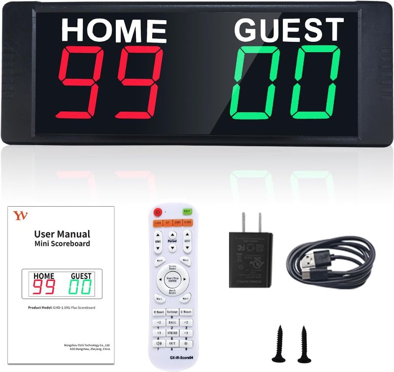 Photo 1 of YZ LED Portable Digital Scoreboard, Tabletop Electronic Scoreboard with Remote, Score Keeper for Games Cornhole/Basketball/Ping Pong/Baseball/Tennis/Volleyball Indoor Outdoor
