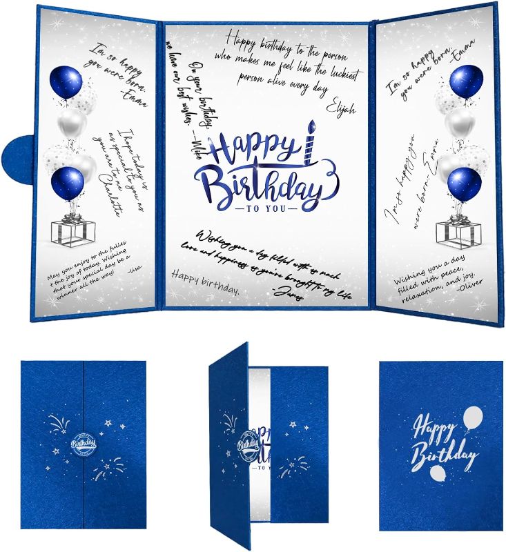 Photo 1 of Crenics 18th Birthday Decorations for Boy or Girls, Creative 18th Birthday Guest Book Alternative, Blue and Silver 18 Birthday Signature Book 18 x 12 inch, Great 18 Birthday Gifts