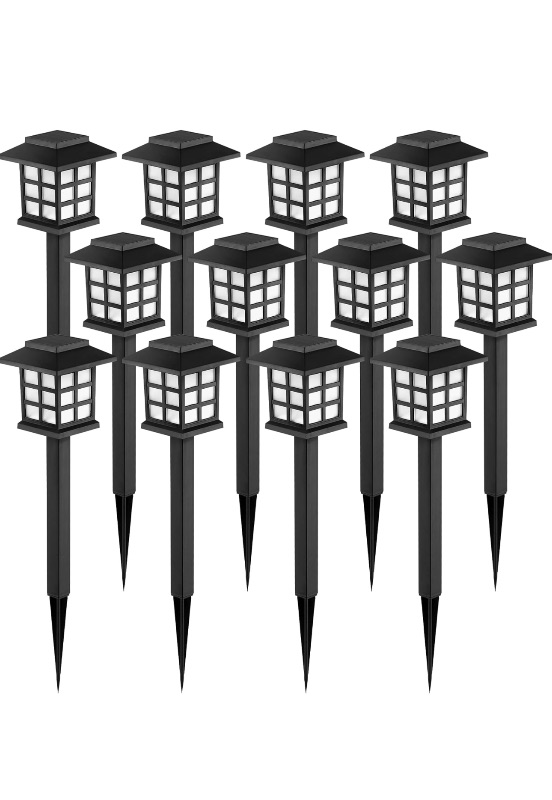 Photo 1 of GIGALUMI Solar Outdoor Lights,12 Pack LED Solar Lights Outdoor Waterproof, Solar Walkway Lights Maintain 10 Hours of Lighting for Your Garden, Landscape, Path, Yard, Patio, Driveway