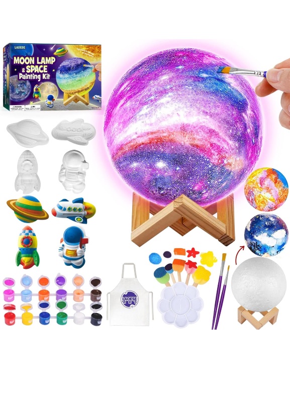 Photo 1 of Paint Your Own Moon Lamp Kit, Cool Gifts DIY 3D Space Moon Night Light, Art Supplies Arts & Crafts Kit, Arts and Crafts for Kids Ages 8-12, Toys Girls Boy Birthday Gift Ages 3 4 5 6 7 8 9 10 11 12+