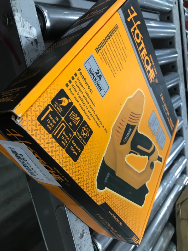 Photo 1 of Hoteche 18GA 2-in-1 Electric Brad Nailer/Stapler 19/32-Inch to 1-1/4 Inch Staple Gun Power Adjustable Nail Gun with 2000Pcs Brad Nails& Staples for Home Upholstery and Woodworking

