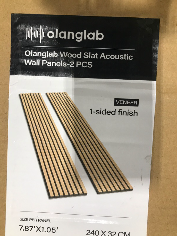 Photo 1 of Olanglab Wood Slat Acoustic Wall Panels-2 PCS- VENEER 1-sided finish SIZE PER PANEL 7.87'X1.05'   240 X 32 CM