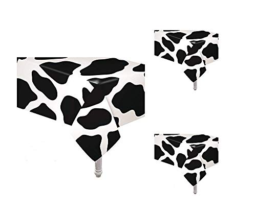 Photo 1 of Oojami Pack of 3 Cow Print Table Covers 54" Wide X108 Long Cow Birthday Party Decorations, Farm Cow Print Party Supplies, Cow Print Table Cloth, Farm
