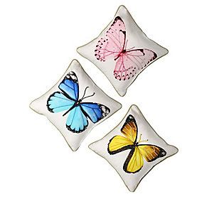 Photo 1 of Beaded Butterfly Pillow 12x12" Set of 3
