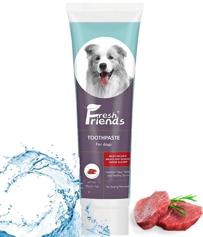 Photo 1 of Fresh Friends Enzymatic Toothpaste for Dogs | Puppy Toothpaste | Gum Toothpaste | Improves Gum Health | Eliminates Bad Breath, Dog Toothpaste Tartar Remover & Plaque Remover | Dog Dental Care (Beef) Beef Flavor for Dog 2 PACK