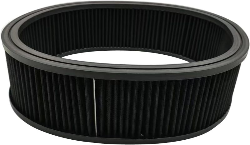 Photo 1 of 1 PC SHLPDFM Black 14" X 4"Air Filter Element Round High Flow Washable & Reusable Round Air Filter Element Replacement Fits for Buick, Chevrolet, GMC, Ford, Mopar, Oldsmobile, Pontiac