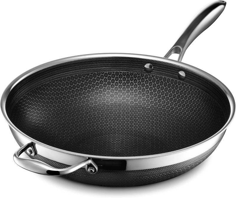Photo 1 of Hexclad  Nonstick 12-Inch Wok, Stay-Cool Handle, Dishwasher and Oven Safe, Compatible with All Cooktops, Induction Ready