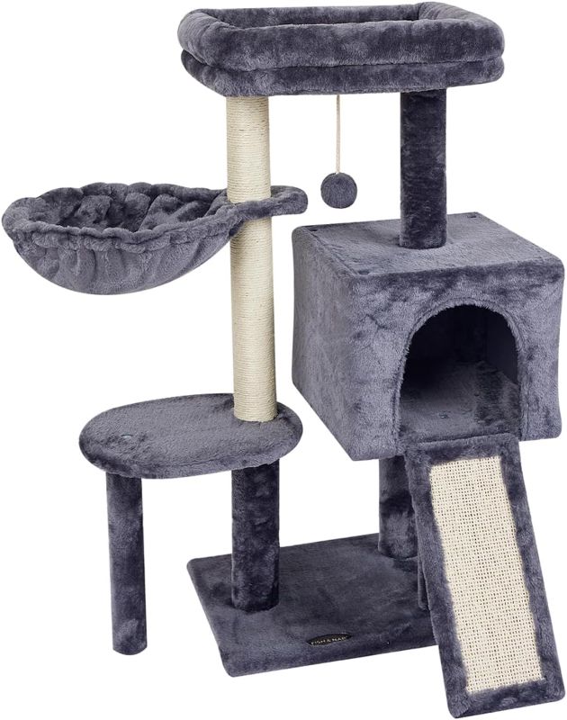 Photo 1 of FISH&NAP Cute Cat Tree Kitten Cat Tower for indoor Cat Condo Sisal Scratching Posts with Jump Platform Cat Furniture Activity Center Play House SmokyGrey
