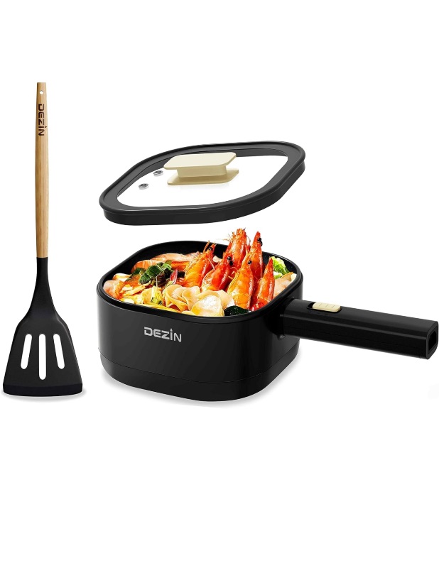 Photo 1 of Dezin Hot Pot Electric, 2L Non-Stick Ceramic Coating Electric Pot, Multifunction Cooker for Ramen & Oatmeal, Portable Hot Pot with Power Control for Dorm, Office, Travel (Silicone Spatula Included)