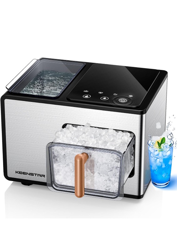 Photo 1 of Nugget Ice Maker Countertop, 40lbs/24H, Pebble Ice Maker with Soft Chewable Ice, Self Cleaning Sonic Ice Machine, Stainless Steel with Touch Screen, Compact Design for Home Office Bar Party -Silver