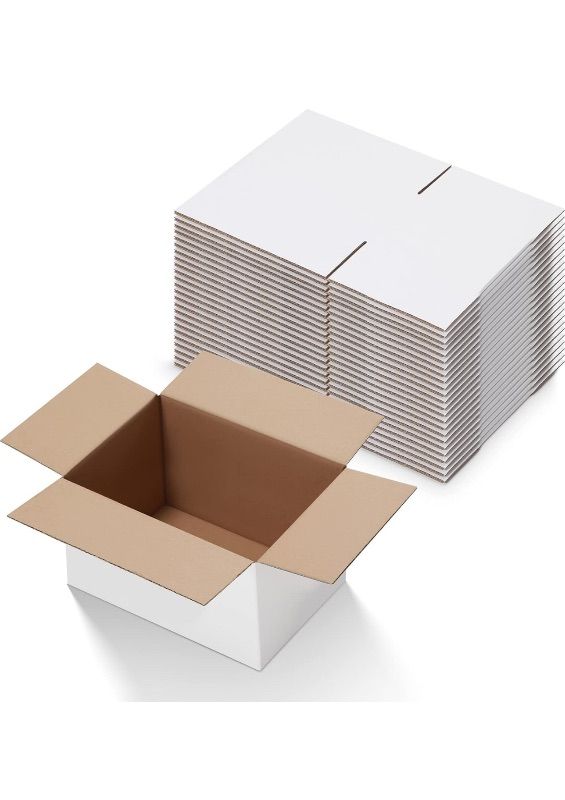 Photo 1 of Calenzana 10x7x5 Inches Shipping Boxes Set of 25, White Corrugated Cardboard Box for Mailing Small Business Packing Gifts