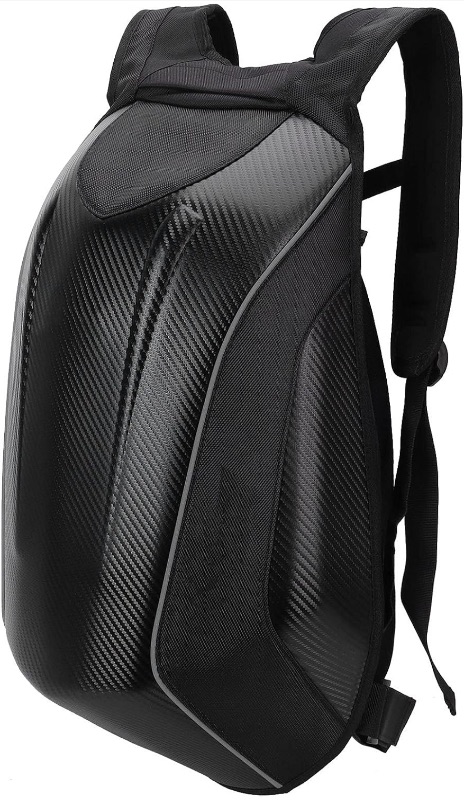 Photo 1 of Motorcycle Backpack, Hard Shell Backpack Waterproof With Reflective Strip, Motorbike Helmet Large Bag for Travelling Camping Cycling Storage Bag, 21.3" x 12.5" x 5.9"