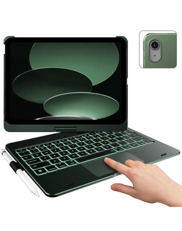 Photo 1 of typecase Touch iPad 10th Generation Case with Keyboard (10.9", 2022), Multi-Touch Trackpad, 10 Color Backlight, 360° Rotatable, Thin & Light for Apple iPad 10th Gen 10.9 (Dark Midnight Green)
