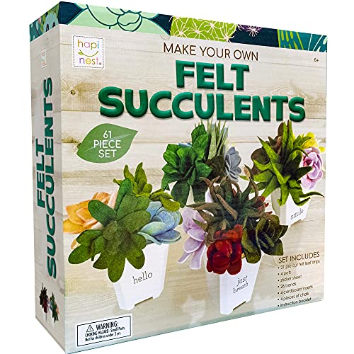 Photo 1 of Hapinest Make Your Own Potted Felt Succulents | DIY Arts and Crafts Kit for Adults, Teens and Kids Girls Ages 6 7 8 9 10 11 12 Years Old and up | Art
