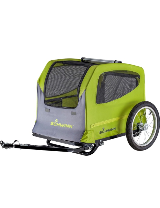 Photo 1 of Schwinn Rascal Bike Dog Trailer, Carrier for Small and Large Pets, Easy Folding Cart Frame, Quick Release Wheel, Universal Bicycle Coupler, Washable Non-Slip Lining