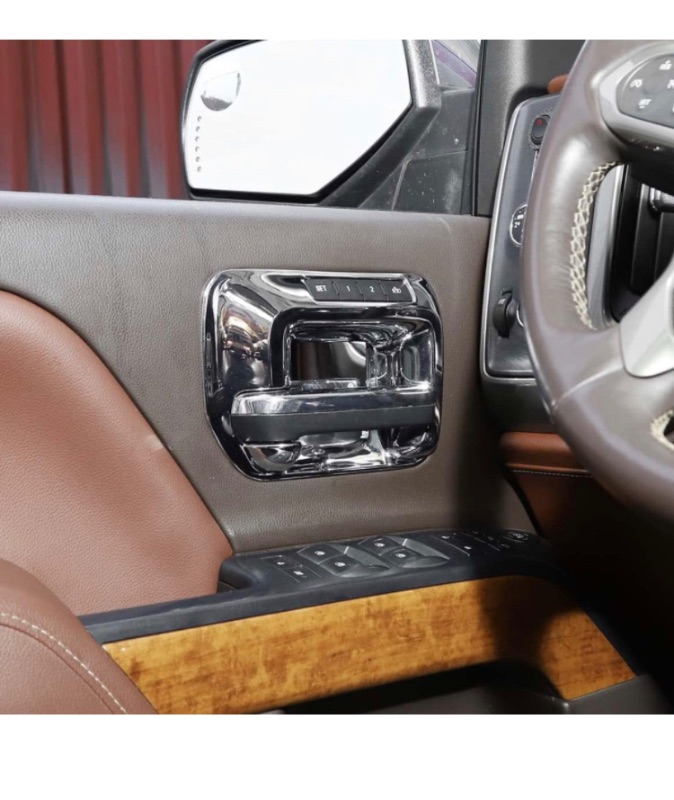 Photo 1 of Voodonala Carbon Fiber Inner Door Handle Bowl Trim Cover Interior Accessories Compatible with Chevrolet Silverado GMC Sierra 2014-2018 (Chrome)