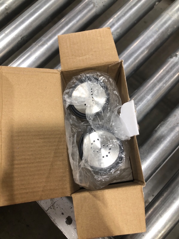 Photo 1 of Stainless Steel Salt and Pepper Shaker Set with Glass Bottom, Perforated "S" and "P" Caps - Modern Kitchen Counter Decor (4oz)