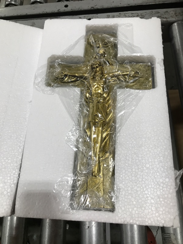 Photo 2 of Ain’t It Nice Jesus Cross Atrio Holy Trinity Triune God Jesus Dove Religious Decoration For Home Hanging On Wall Father Son And Holy Spirit Crucifixion Christian Décor, Gold 8.5 X 2 X 14.5 inches B Gold