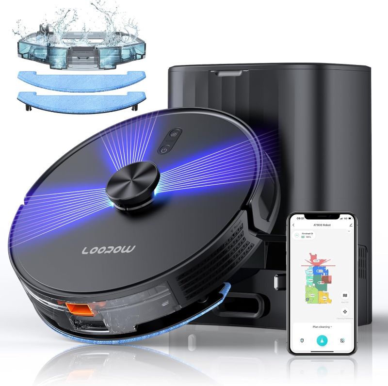 Photo 1 of 3-in-1 Robot Vacuum and Mop Combo, Self Emptying Station for 60 Days, Robotic Vacuum Cleaner with LiDAR Navigation & Max Strong 4500Pa Suction, WiFi/App/Alexa Self-Charging Replaceable Dust Bag