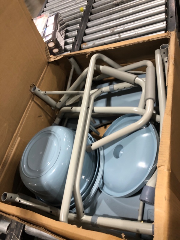 Photo 1 of DMI Drop Arm Portable Toilet Commode, Extra-Wide Seat, 500 Pound Weight Capacity, Bucket with Lid Included, Adjustable Legs, Elderly Assistance Products, Grey Portable Comode