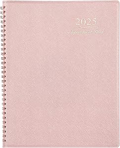 Photo 1 of 2025 Appointment Book/Planner - Weekly Appointment Book 2025, January 2025 - December 2025, 8.26"x 10.7", Daily/Hourly Planner with Tabs, 15 Minutes, Wirebound - Pink
