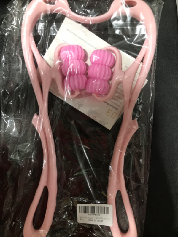 Photo 1 of  HaSeftni Neck Massager, Trigger Point Roller Massager for Pain Relief deep Tissue Handheld Shoulder Massager Tool with 6 Balls Massage Point Suitable for Legs Waist Neck and Shoulder Relaxer (Pink)
