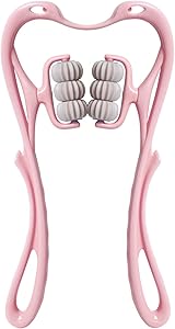 Photo 1 of  HaSeftni Neck Massager, Trigger Point Roller Massager for Pain Relief deep Tissue Handheld Shoulder Massager Tool with 6 Balls Massage Point Suitable for Legs Waist Neck and Shoulder Relaxer (Pink)
